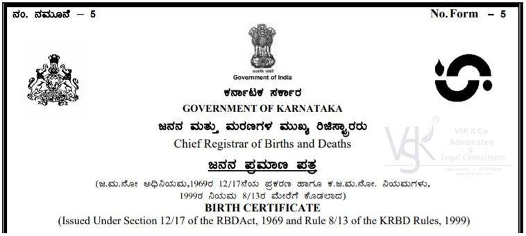 Online Birth Certificate Bangalore Karnataka How To Get Vsk Co Advocates Legal Consultants